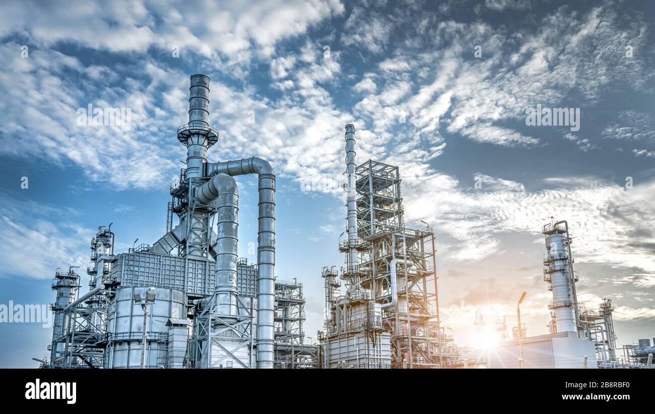 Panorama view at the Industry oil and gas refinery plant ,Located in a large petrochemical industrial area, Thailand Stock Photo