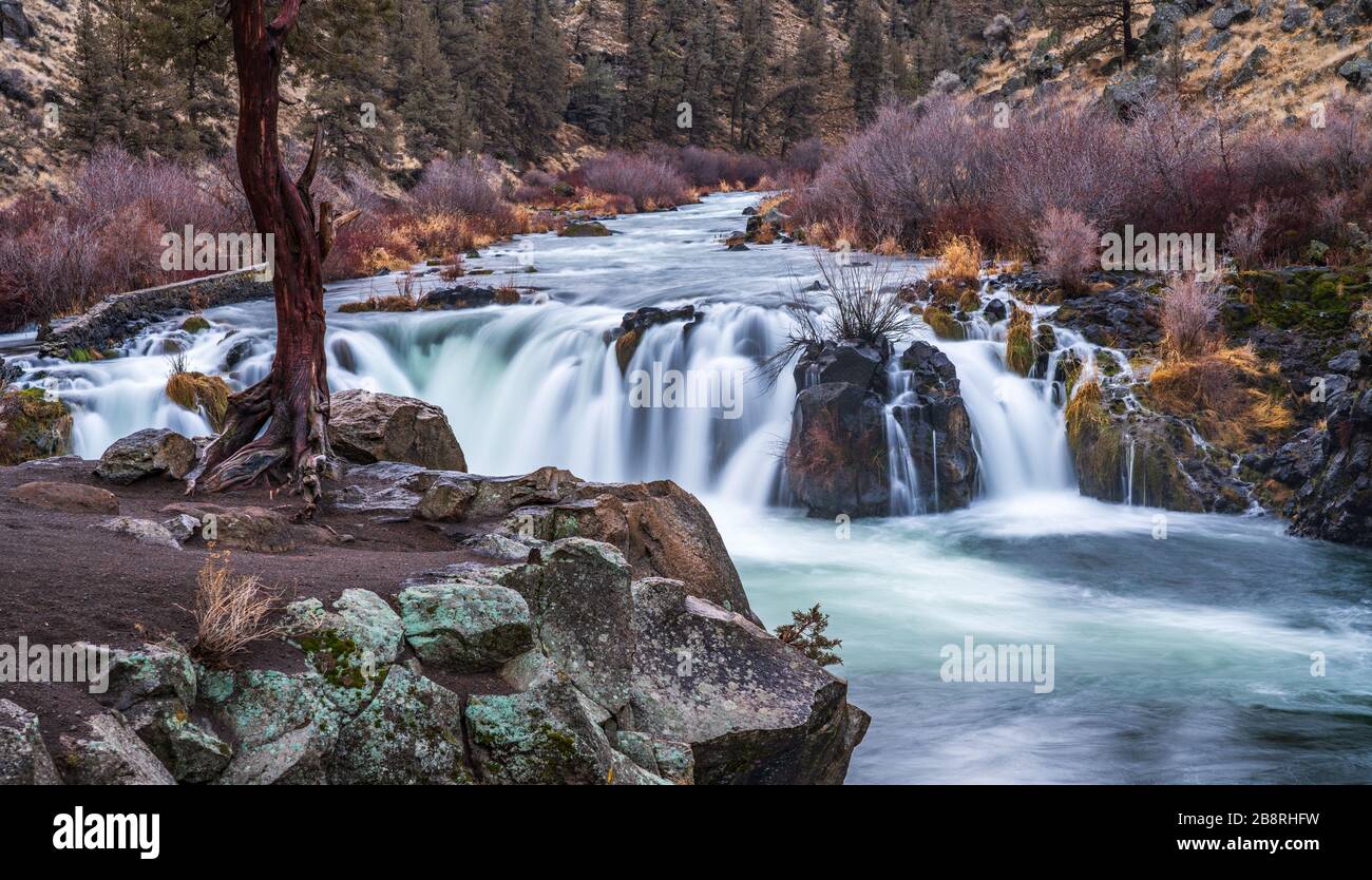 Waterfall in Oregon at Steelhead Falls Stock Photo