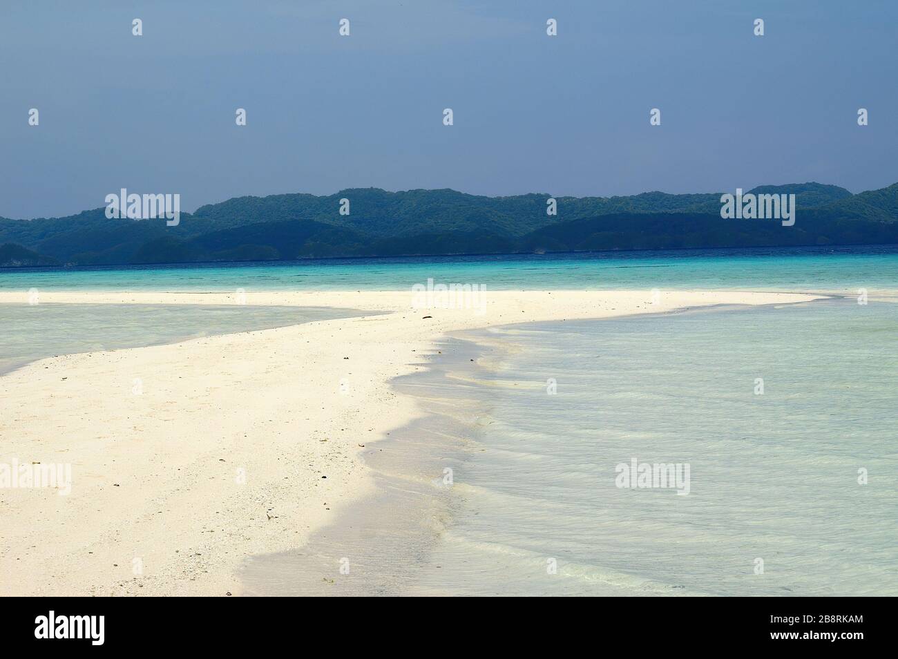 Sunny view of the Kemurbeab island at Palau Stock Photo