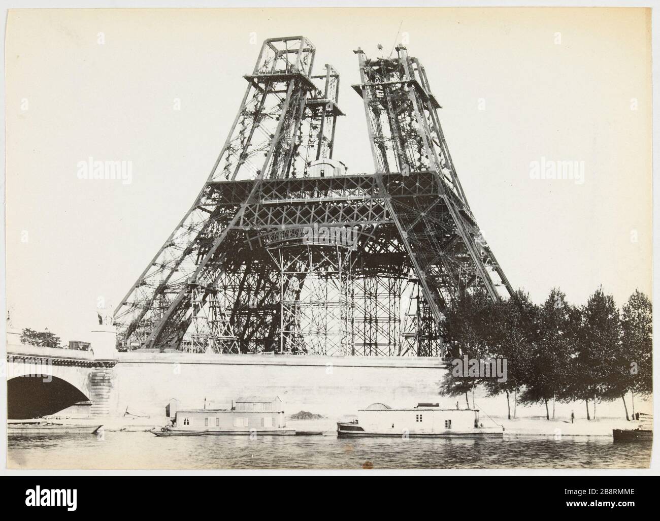 The Eiffel Tower under construction. View of the Eiffel Tower under construction during the