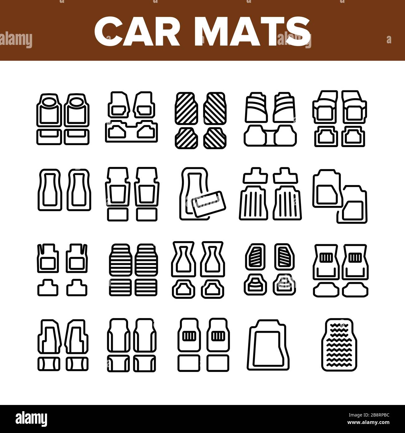 Car Mats Floor Carpet Collection Icons Set Vector Stock Vector Image