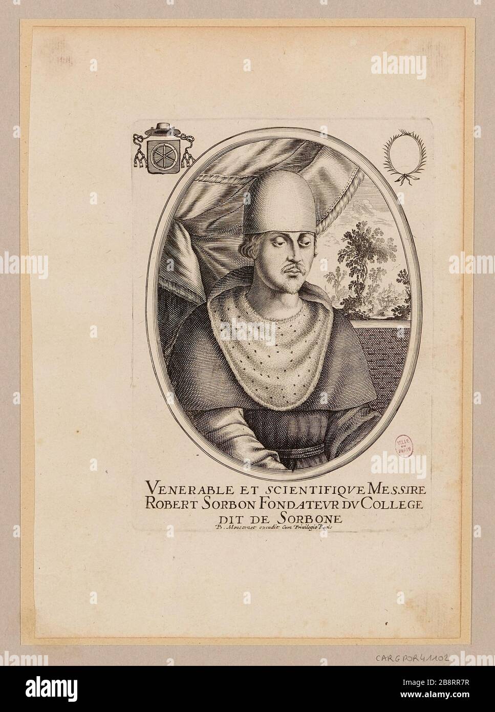 Scientific and Venerable Sir / Founder Robert Sorbon College / Sorbonne Says Stock Photo