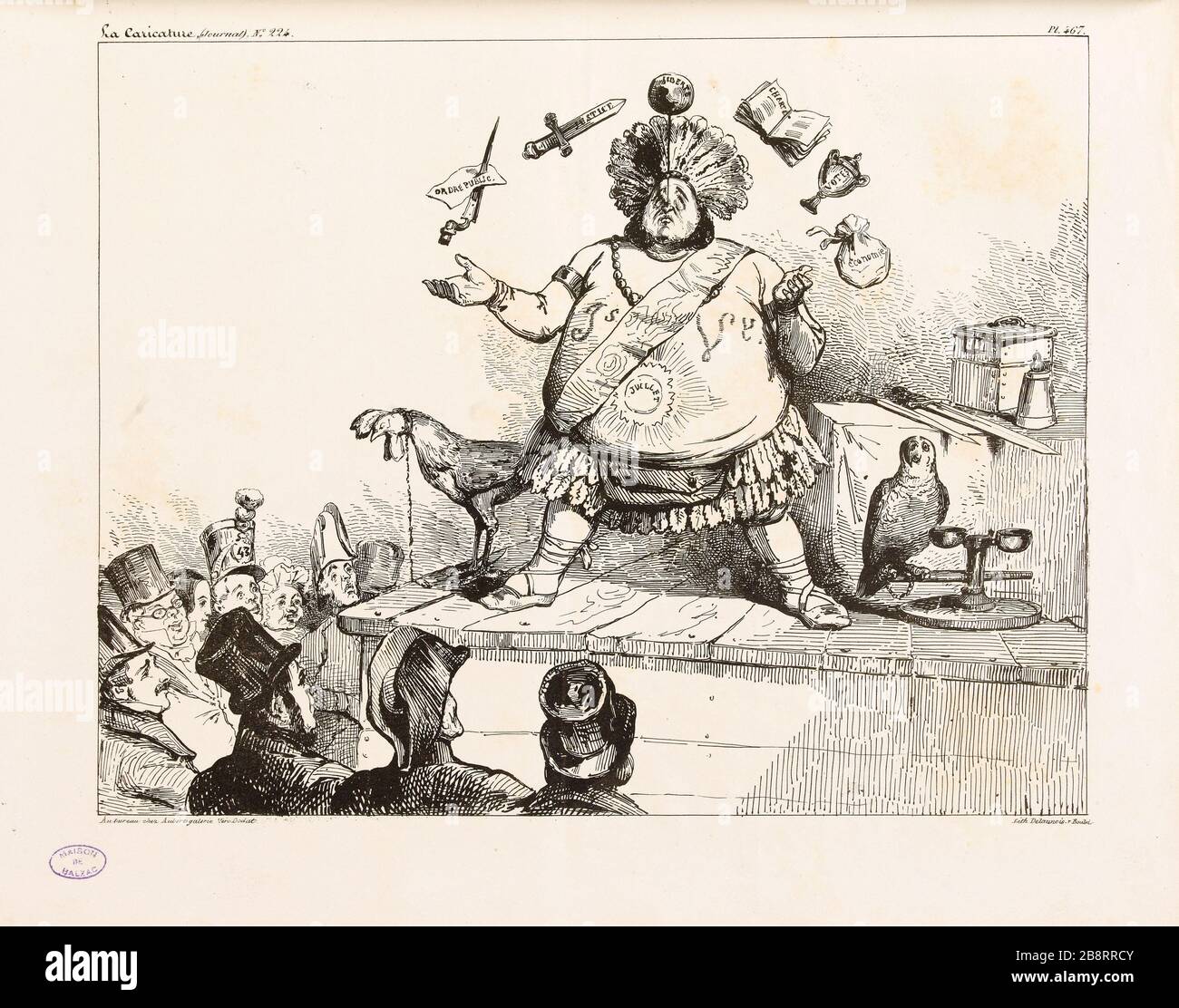 [untitled] Jean Ignace Isidore Gérard Grandville (1803-1847). Planche parue dans 'La Caricature' du 19 février 1835, sans titre. Lithographie. Paris, Maison de Balzac. Stock Photo