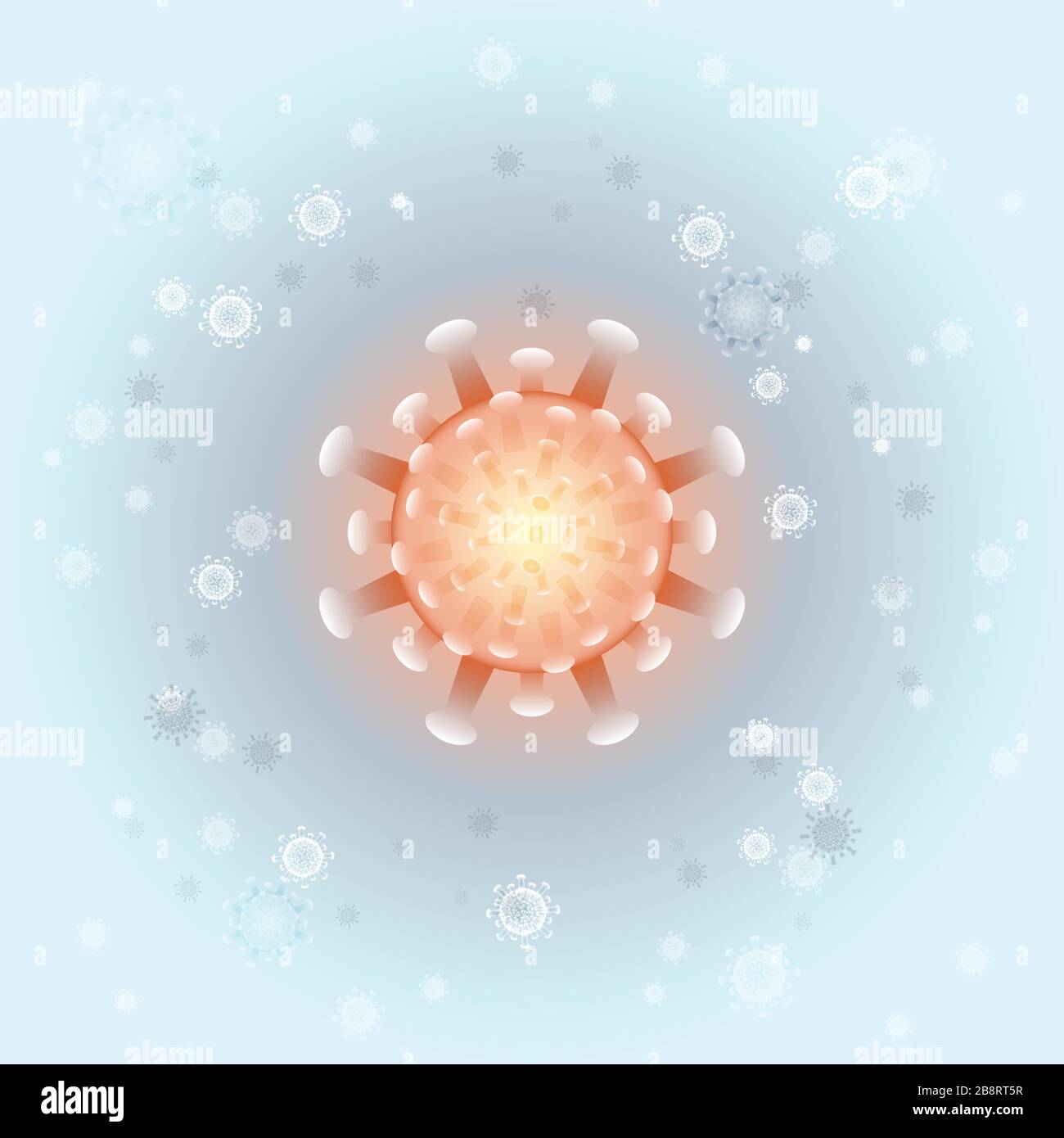 Epidemic orange molecule on light background, stock vector Stock Vector