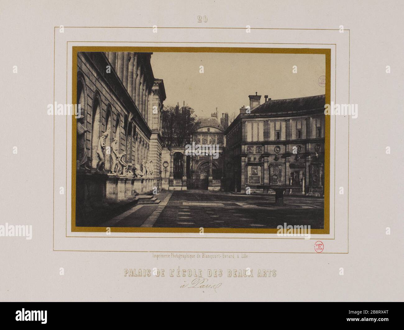 PALACE OF THE SCHOOL OF FINE ARTS, 6TH DISTRICT, PARIS Palais de l'Ecole des Beaux-Arts, Paris (VIème arr.). 1851-1855. Photographie de Charles Marville (1813-1879) . Paris, musée Carnavalet. Stock Photo