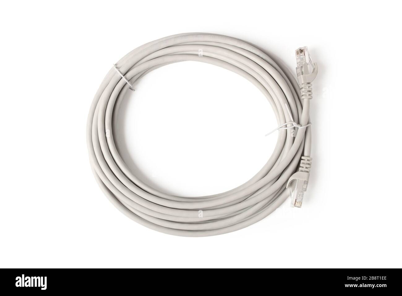 Patchcord twisted in a hank isolated on a white background Stock Photo