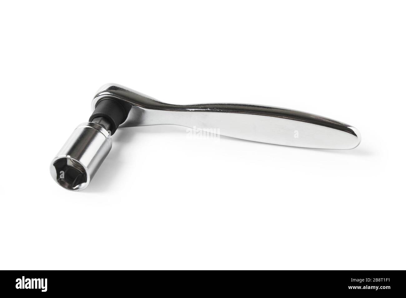 Chrome ratchet wrench isolated on white Stock Photo
