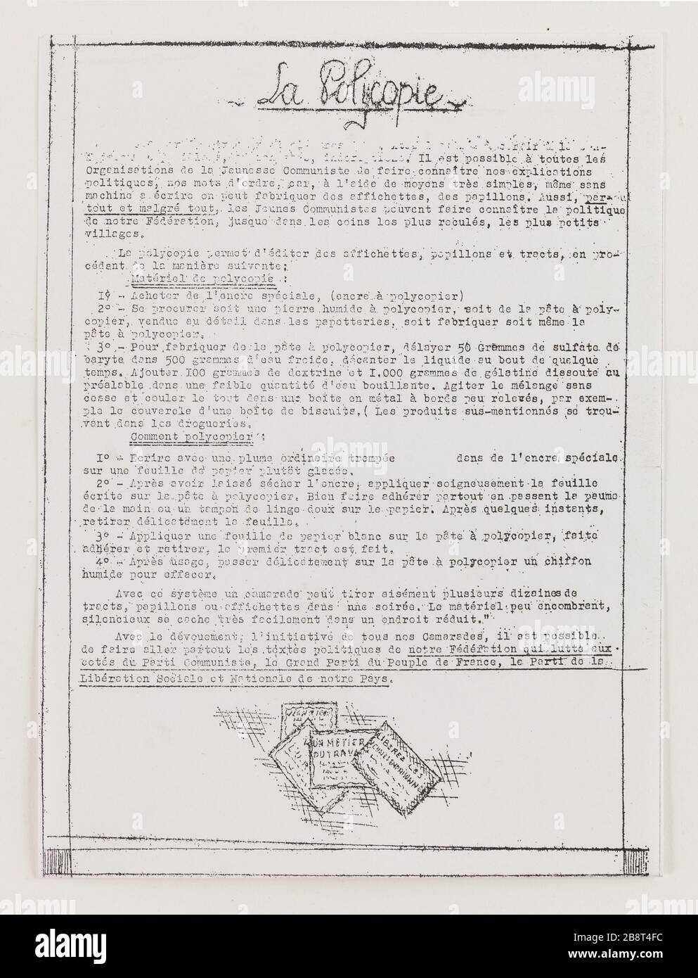 Box duplicating Anonyme. 'Boîte à polycopier'. Fer. 1940-1945. Musée du Général Leclerc de Hauteclocque et de la Libération de Paris, musée Jean Moulin. Stock Photo