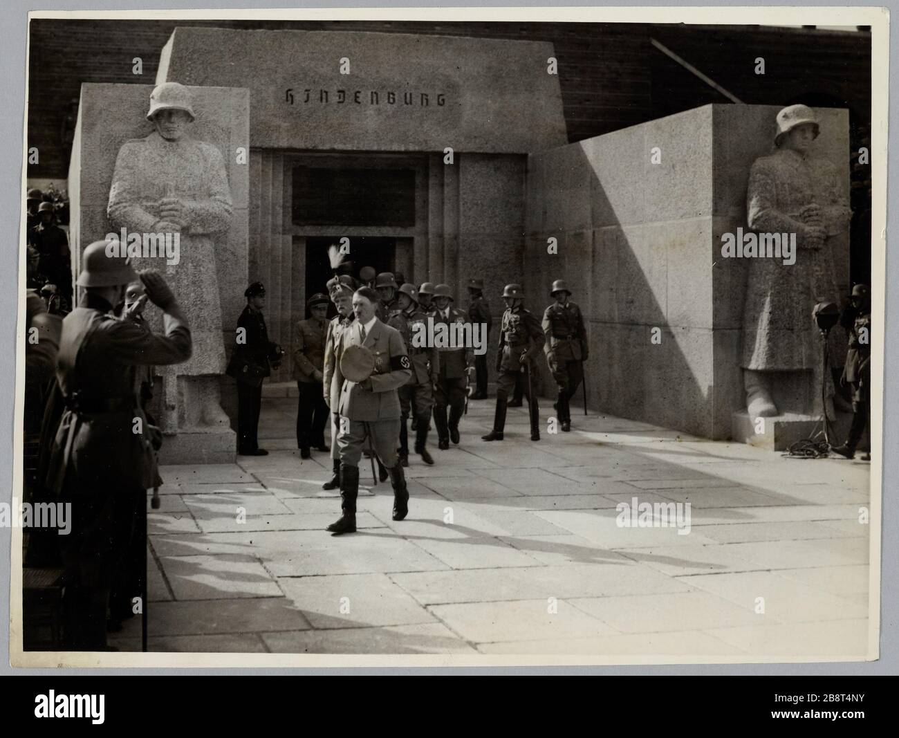 The remains of Marshal von Hindenburg is transferred to the Tannenberg Memorial in the presence of Adolf Hitler; 02/10/1935 Stock Photo
