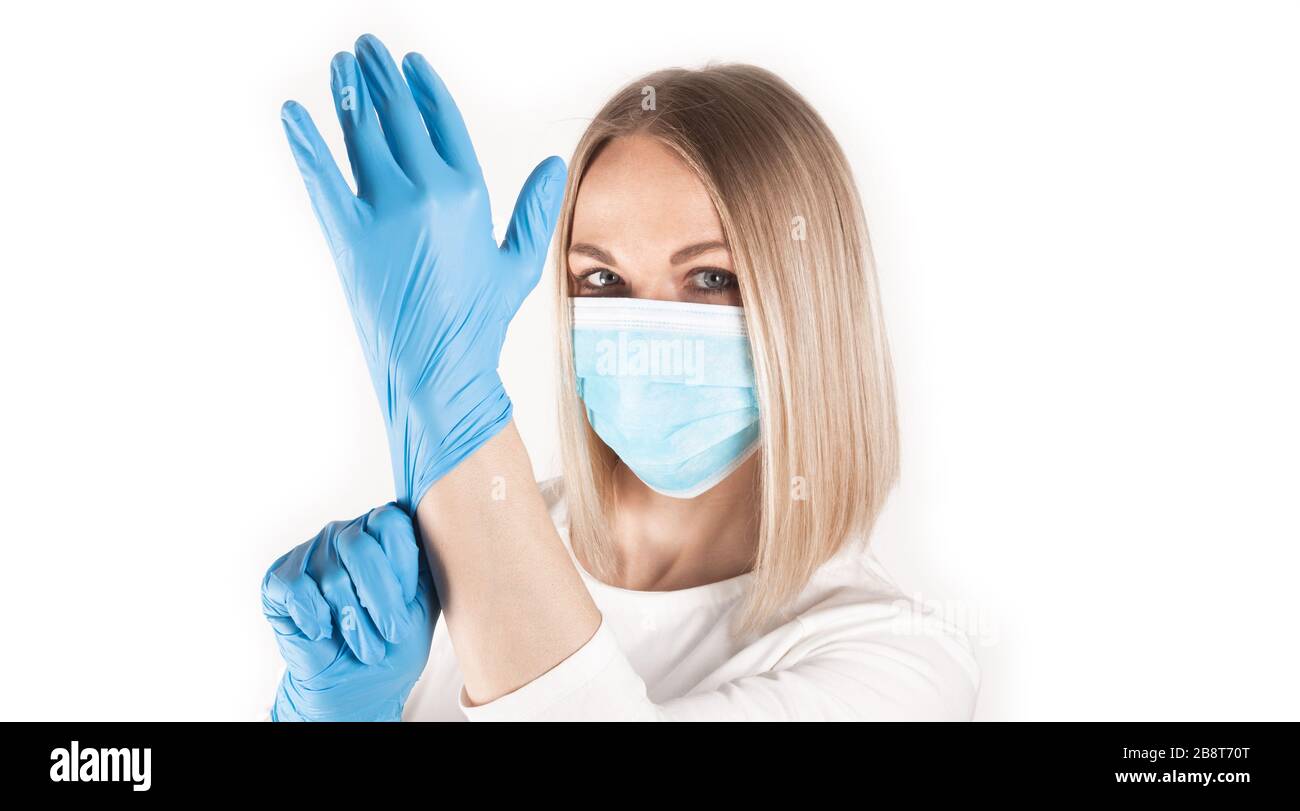 Woman hand puts on glove hi-res stock photography and images - Alamy