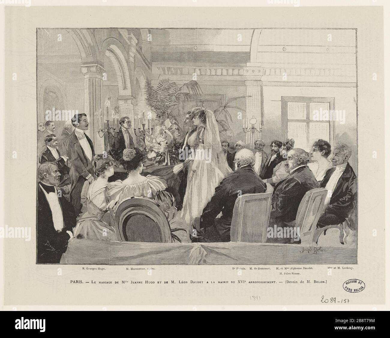 Paris.- The Marriage of Miss Jeanne Hugo and Daudet M.Léon at City Hall sixteenth arrondissement. Stock Photo