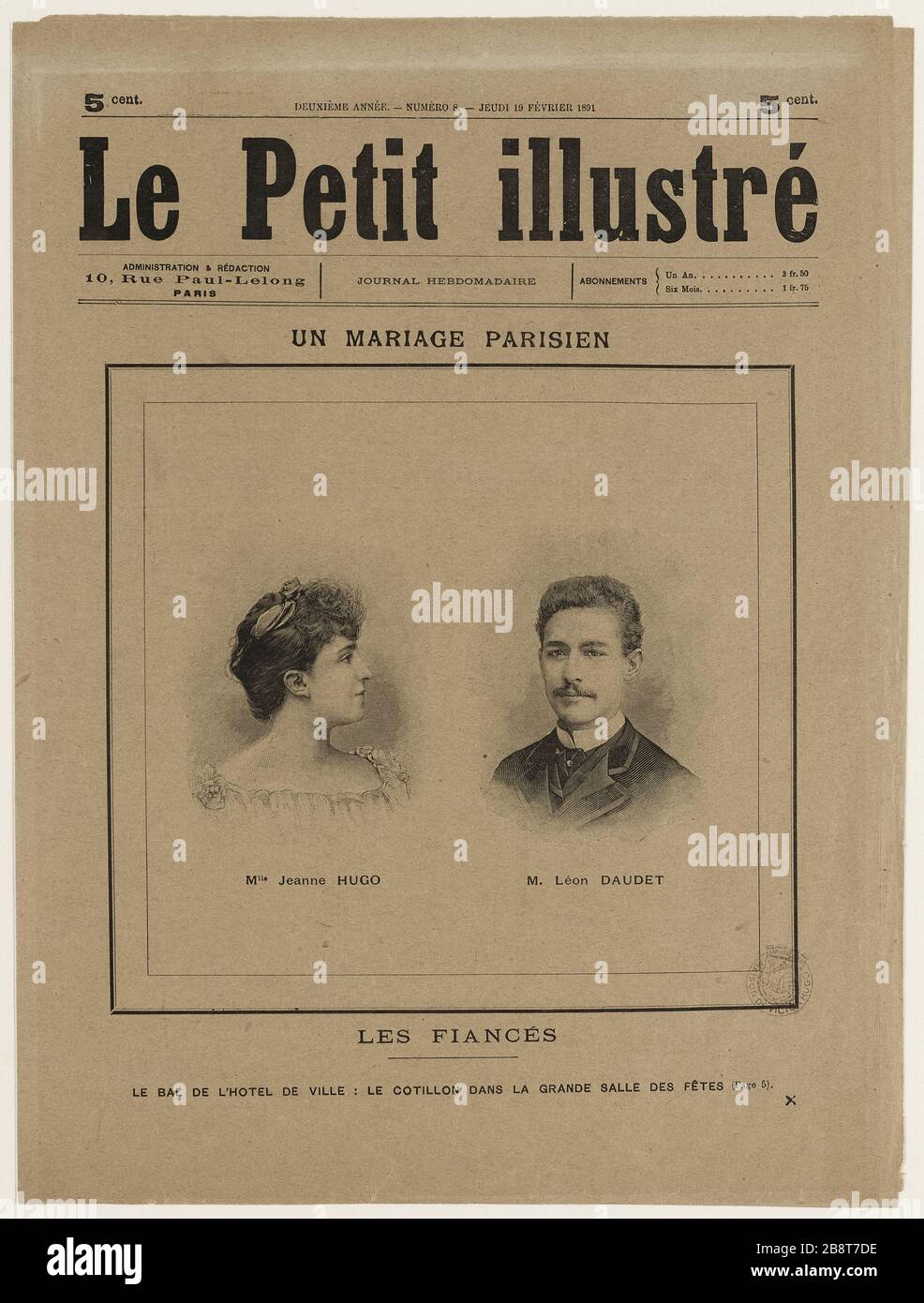 A Parisian marriage. Miss Jean Hugo M.Léon Daudet Stock Photo