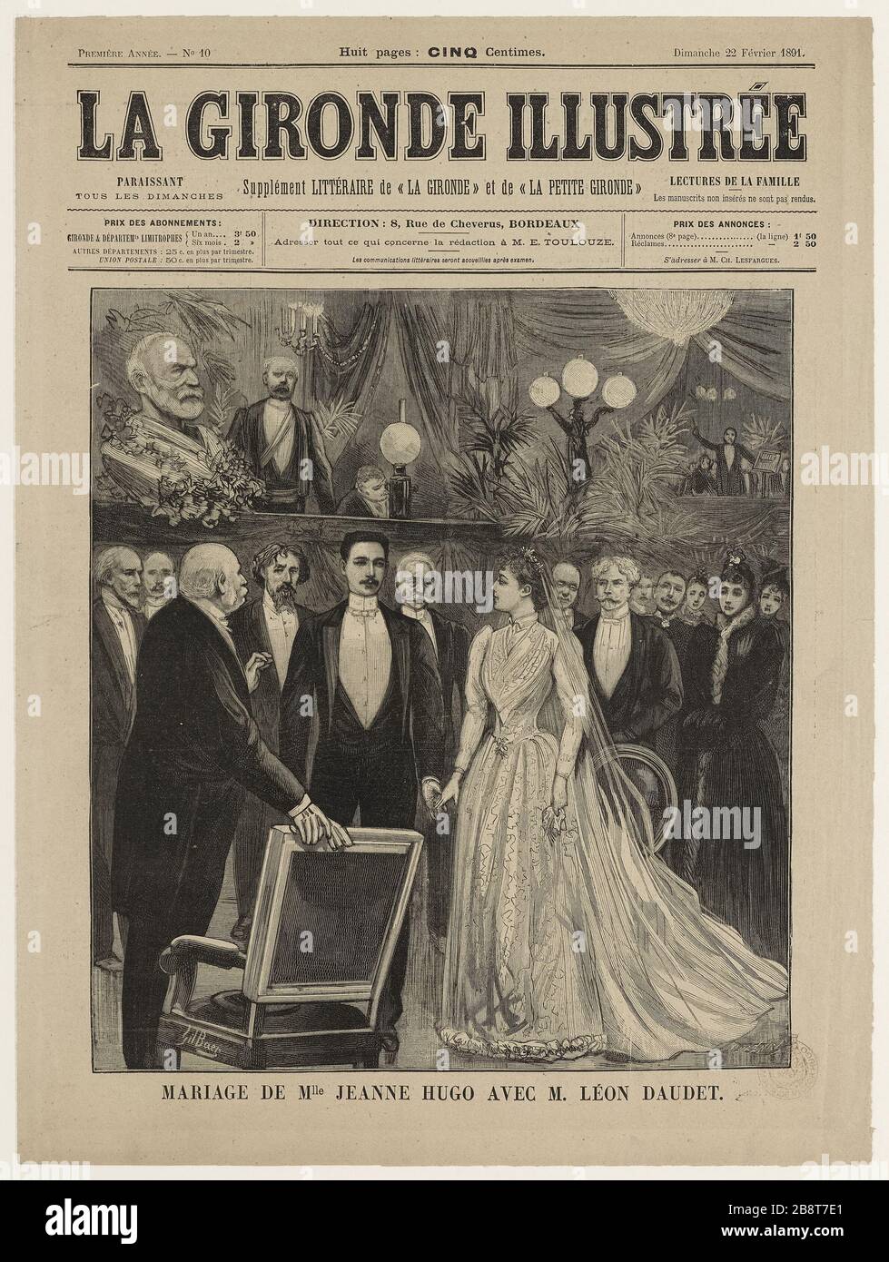 Wedding of Miss Jeanne Hugo with M.Léon Daudet. Stock Photo