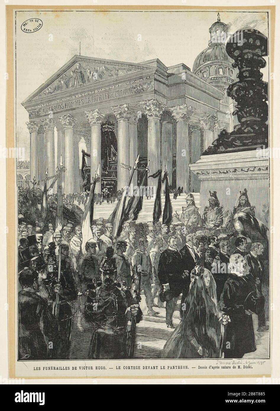 The Funeral of Victor Hugo in front of the Pantheon. The procession to