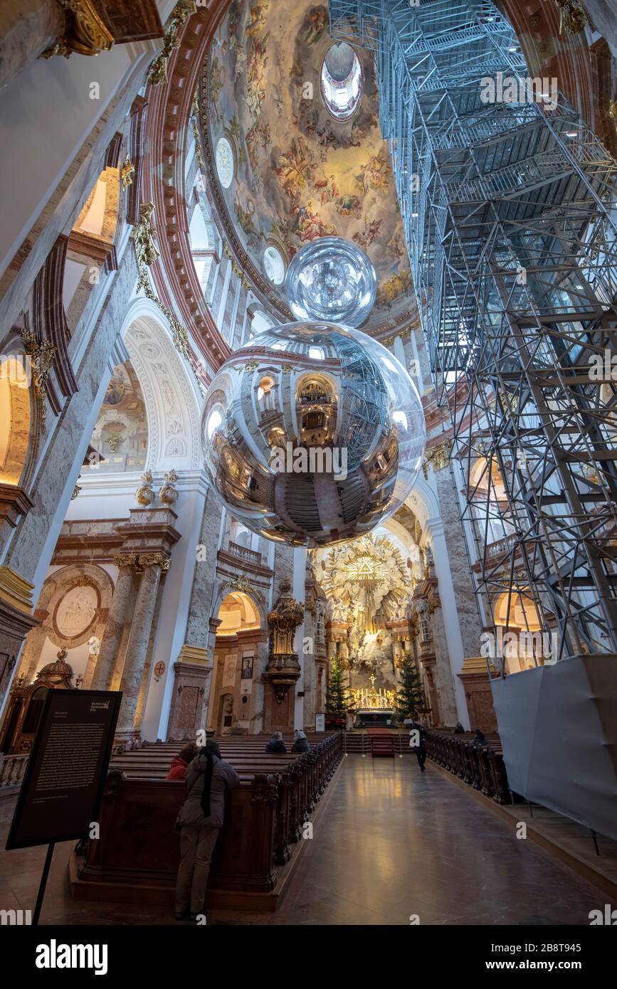 Vienna, Austria - Karlskirche or St. Charles Church interior. It is a baroque church located on the south side of Karlsplatz Stock Photo