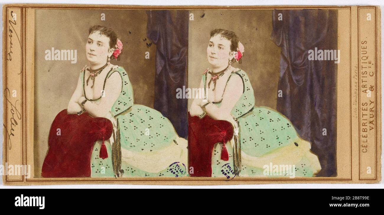 Nephews Hortense, actress 'Hortense Neveux, actrice'. Photographie de Gaillard. Vue stéréoscopique colorée, sur papier albuminé, 1850-1900. Paris, musée Carnavalet. Stock Photo
