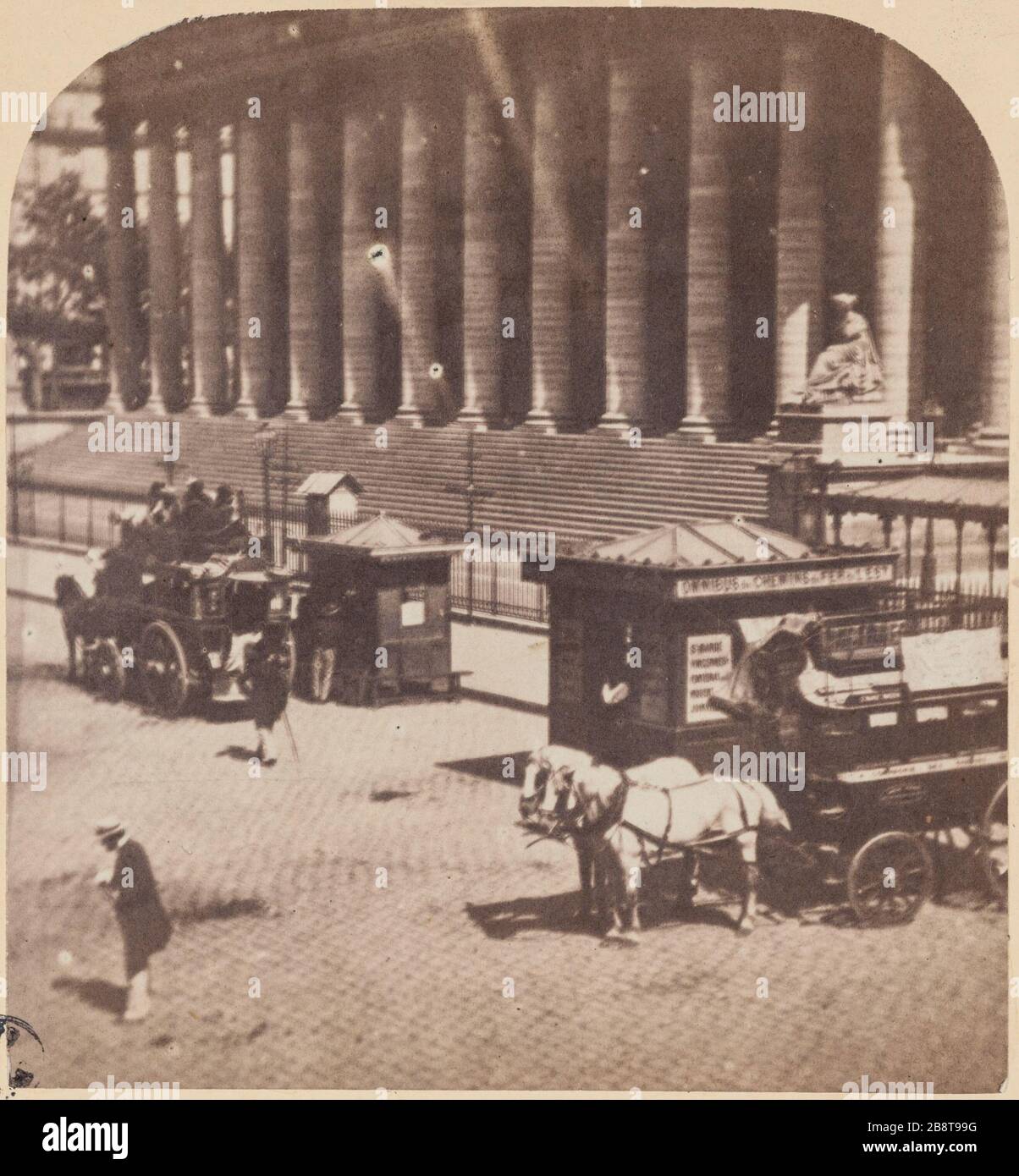 The Stock Exchange, 2nd district, Paris. View right 'La Bourse'. Vue droite. Vue stéréoscopique, papier albuminé. Paris (IIème arr.), 1850-1900. Photographie anonyme. Paris, musée Carnavalet. Stock Photo