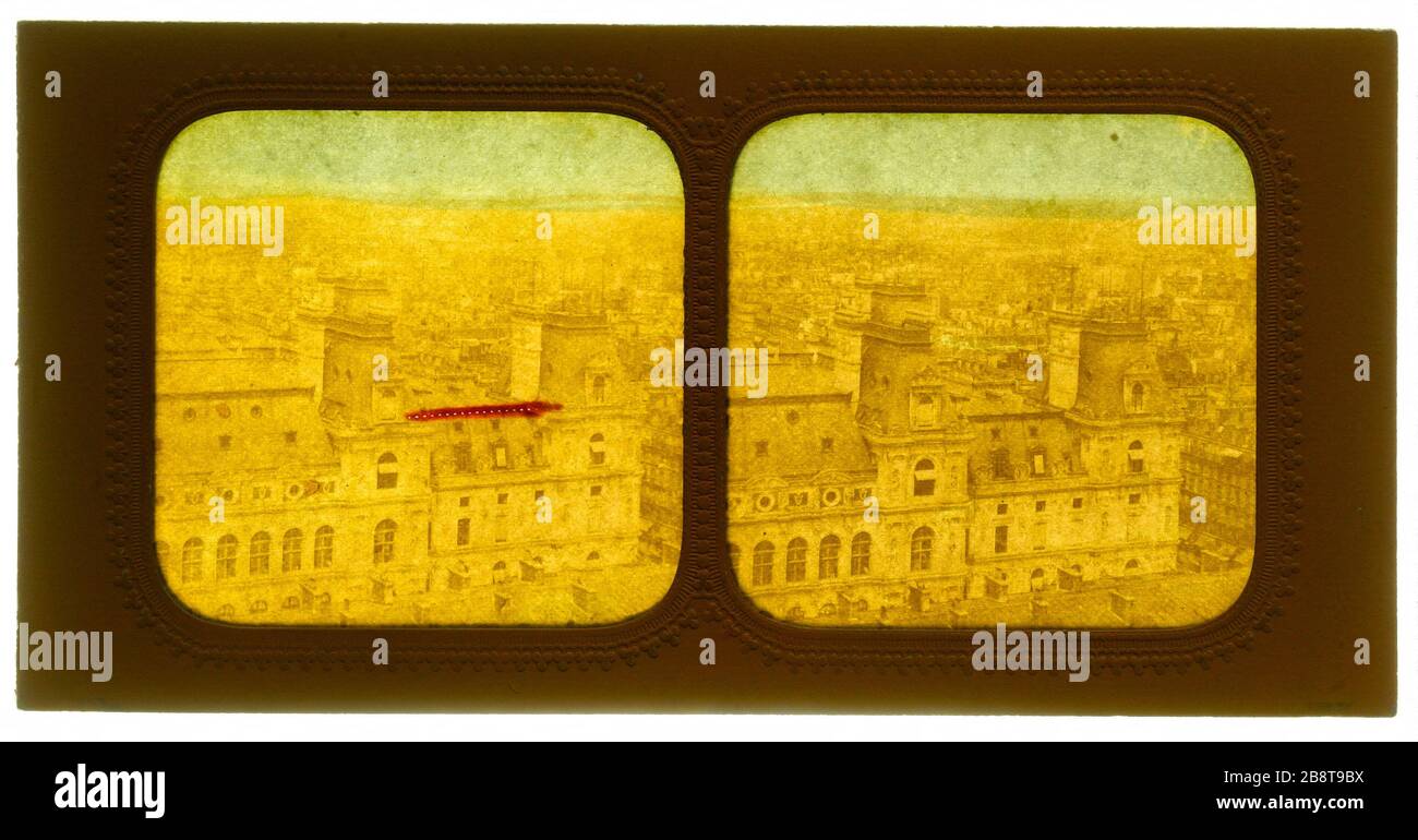 Panorama of Paris 'Panorama de Paris'. Photographie anonyme. Vue stéréoscopique transparente coloriée (effet nocturne), papier albuminé, 1850-1900. Paris, musée Carnavalet. Stock Photo