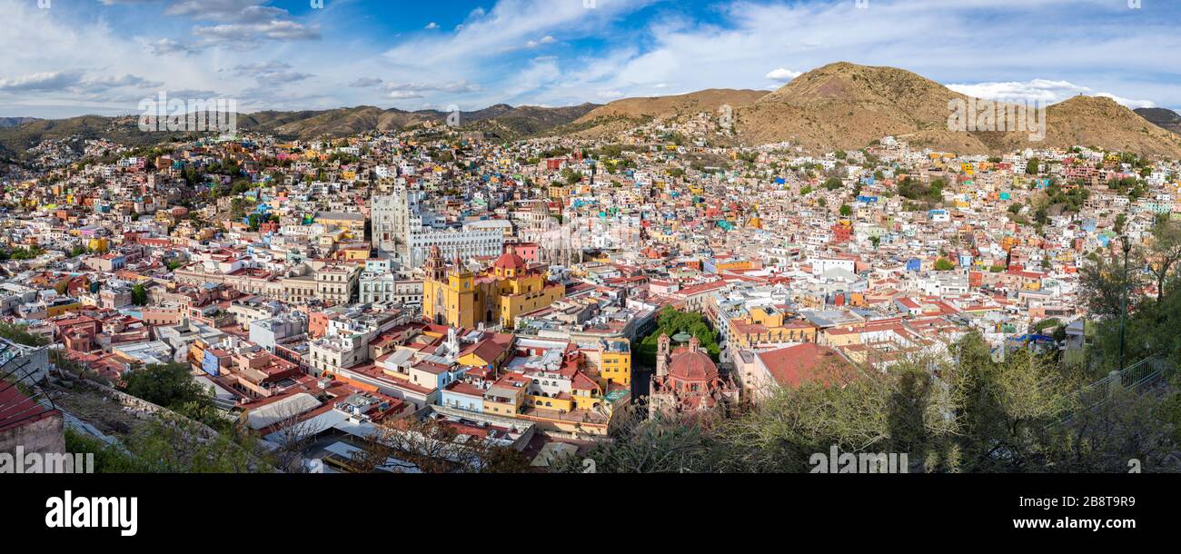 Panoramic view of Guanajuato, Mexico. UNESCO World Heritage Site. Stock Photo