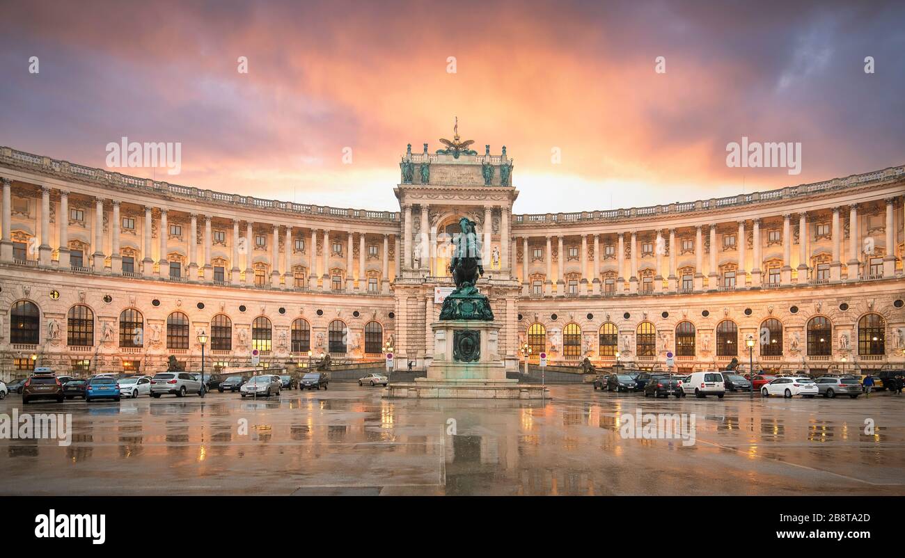 Vienna, Austria. Neue Burg Museum complex part of the imperial Palace Hofburg in the center of Wien at sunset Stock Photo