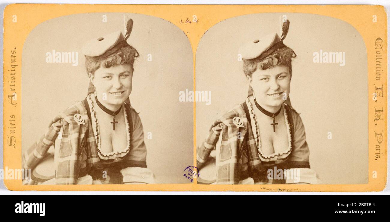 bust portrait of actress. 'Actrice en buste'. Photographie d'Eugène Hanau. Tirage sur papier albuminé. Vers 1895. Paris, musée Carnavalet. Stock Photo
