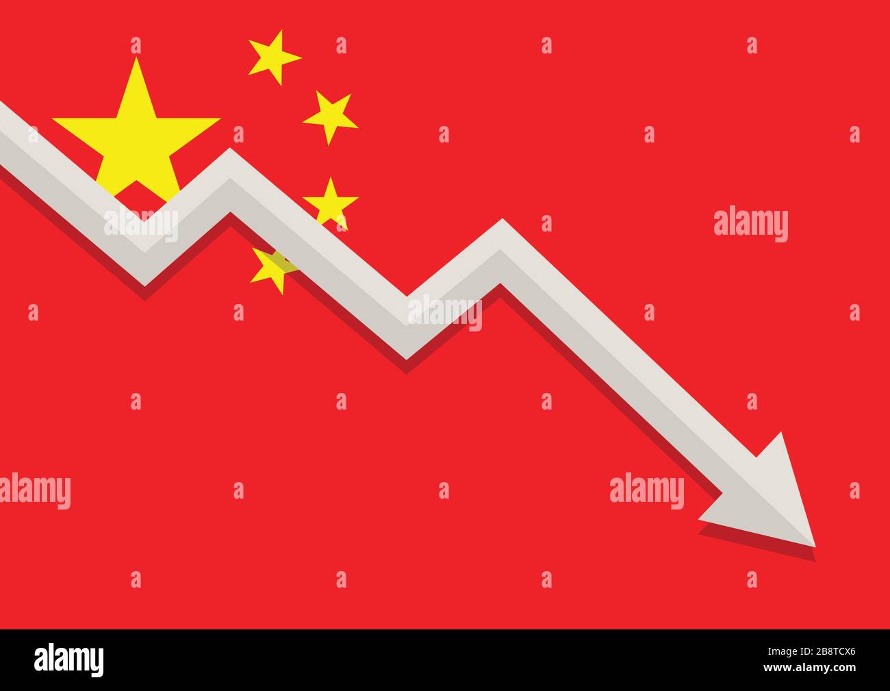 Economic crisis with china flag. Business concept vector illustration Stock Vector