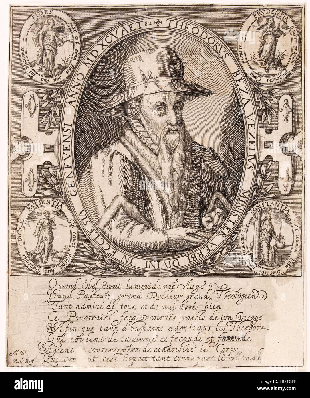 Theodore Beza. Johann Hans Hogenberg (1500-1544). Theodorus Beza. Burin 