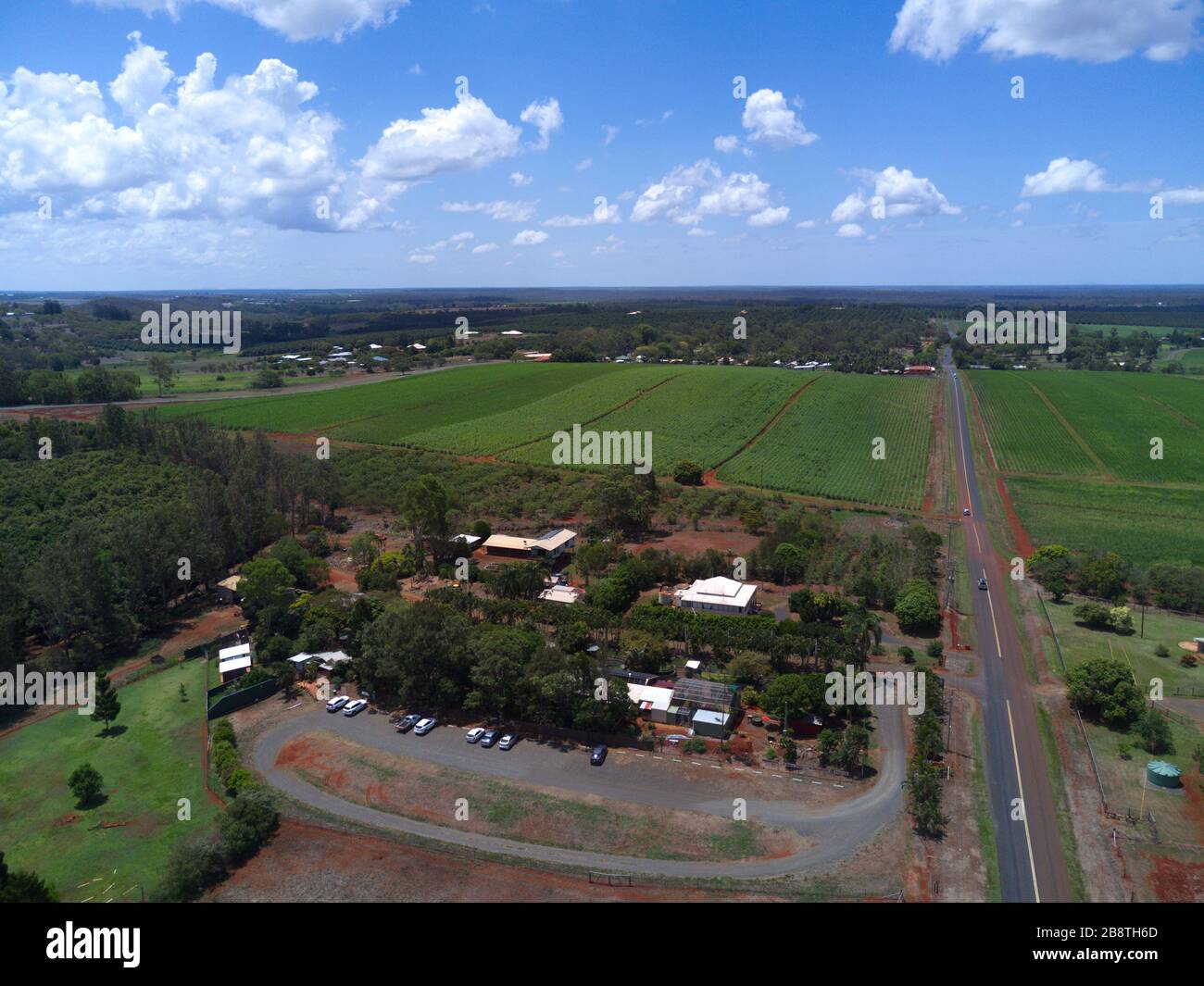 Aerial of Snakes Downunder Reptile Park and Zoo Childers Queensland Australia Stock Photo