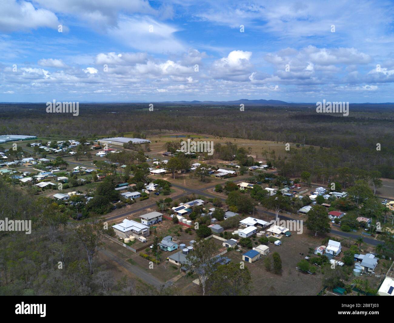 Aerial of the small village of Avondale Queensland Australia Stock
