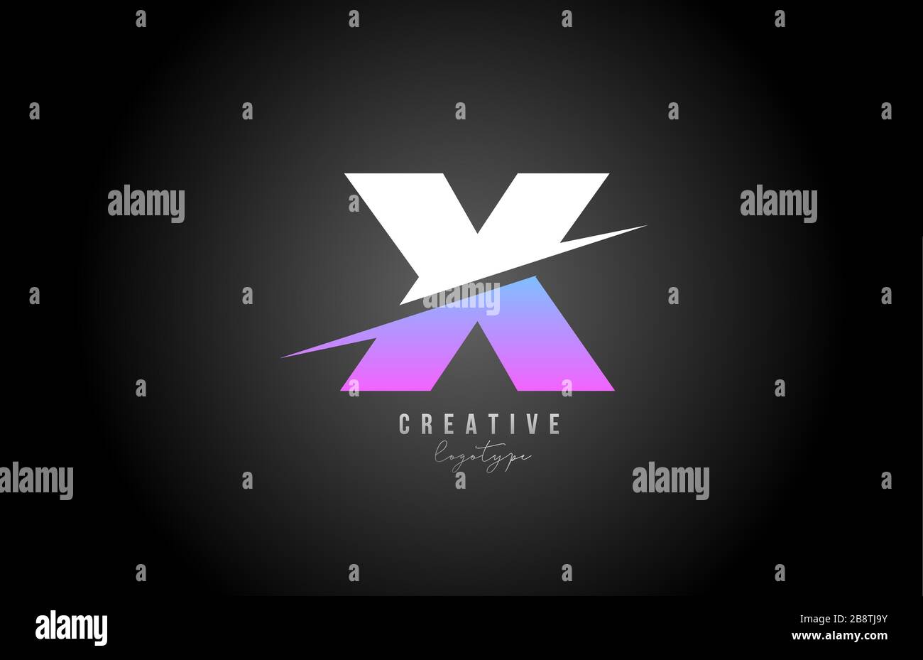alphabet X letter logo icon design in pink white black for business and ...