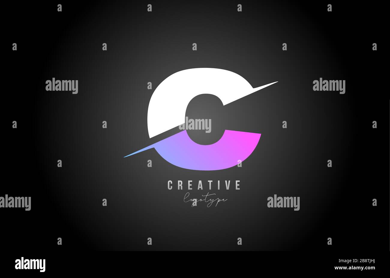 alphabet C letter logo icon design in pink white black for business and ...