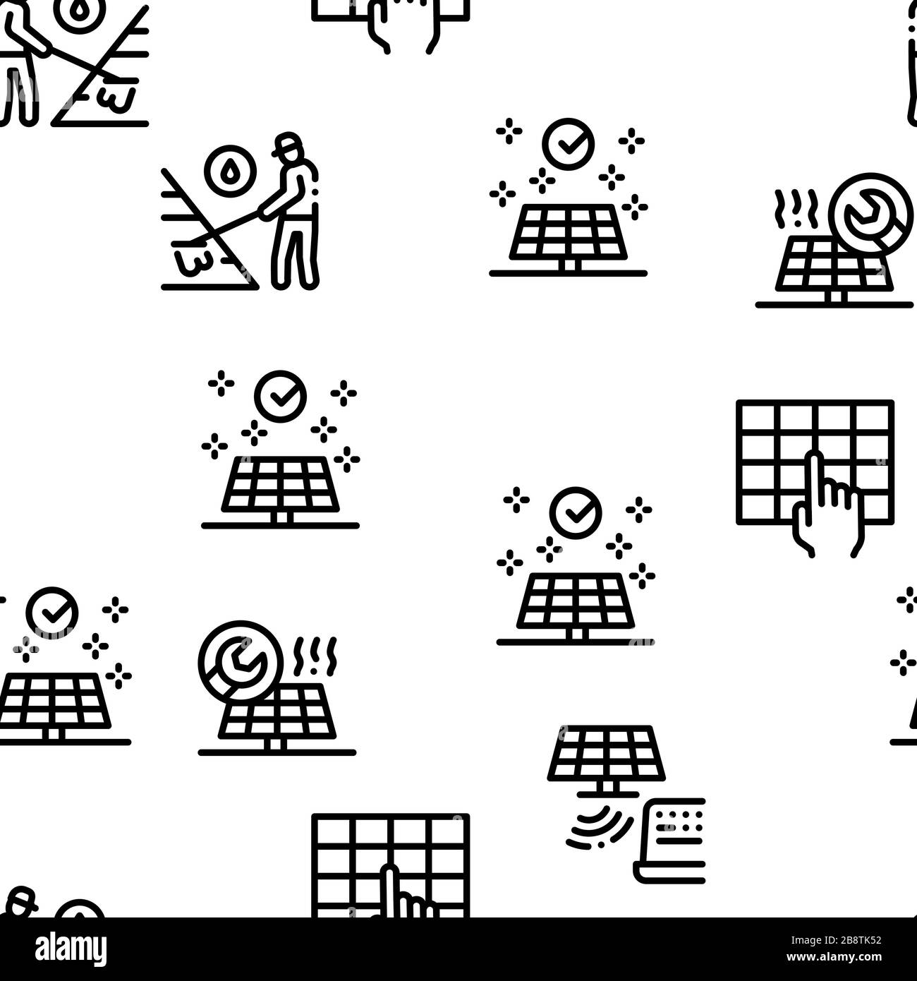 Solar Service Vector Solar Energy Technicians Seamless Pattern Vector Stock Vector Image ...