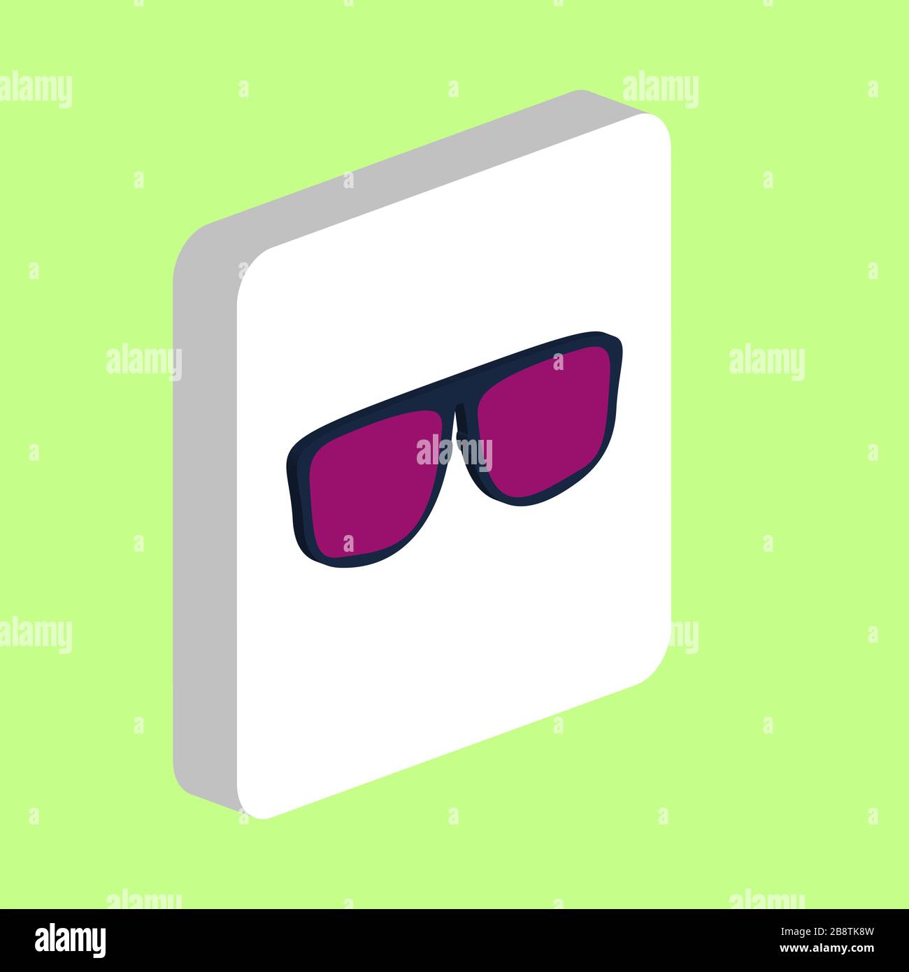 Glasses, Sunglasses Simple vector icon. Illustration symbol design template for web mobile UI element Perfect color isometric pictogram on 3d white sq Stock Vector