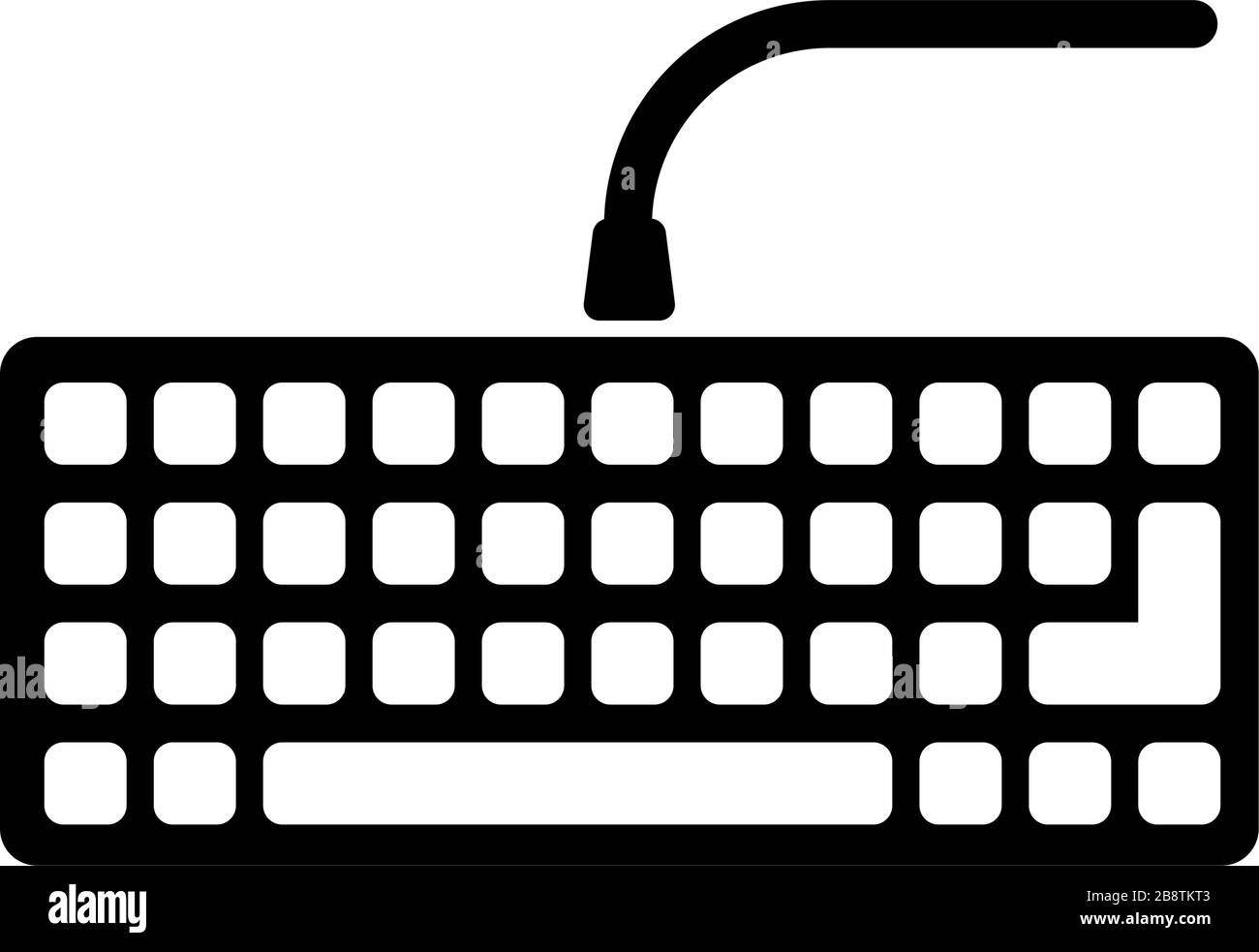 Wired Computer Keyboard, PC Keypad. Flat Vector Icon illustration. Simple  black symbol on white background. Wired Computer Keyboard, PC Keypad sign  design template for web and mobile UI element Stock Vector Image