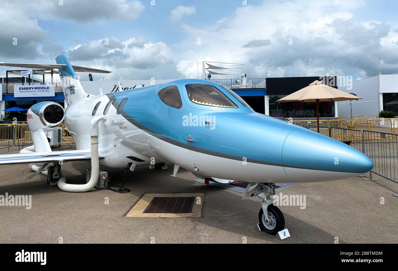 Singapore Feb 12 Ha 4 Hondajet Standing For Display In Singapore Changi Air Base Stock Photo Alamy