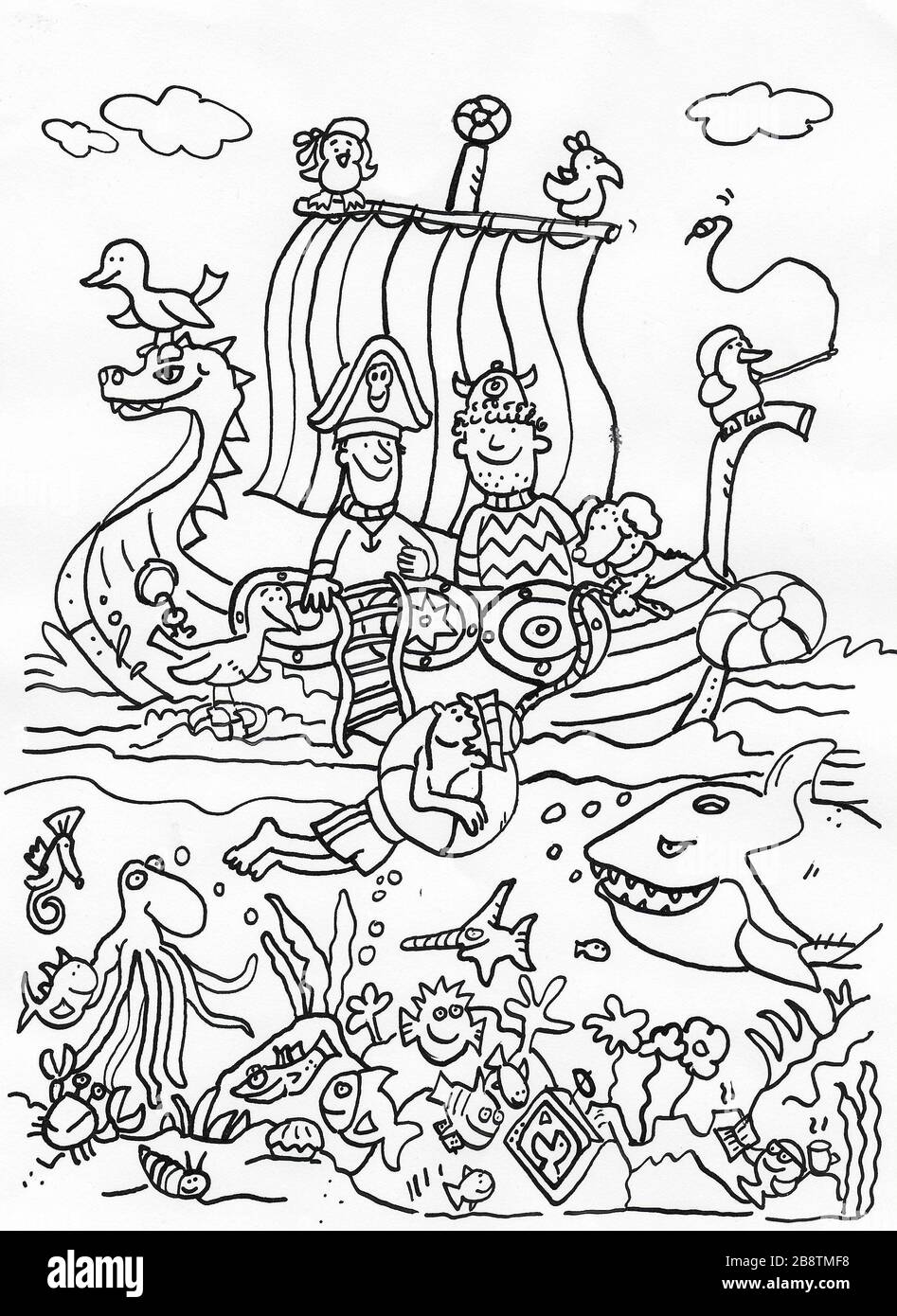 coloring picture pirates Stock Photo - Alamy