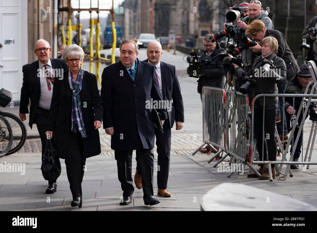 Edinburgh, Scotland, UK. 23 March, 2020.  Alex Salmond arrives at the High Court in Edinburgh on day when verdict will be announced by the jury. Iain Masterton/Alamy Live News Stock Photo