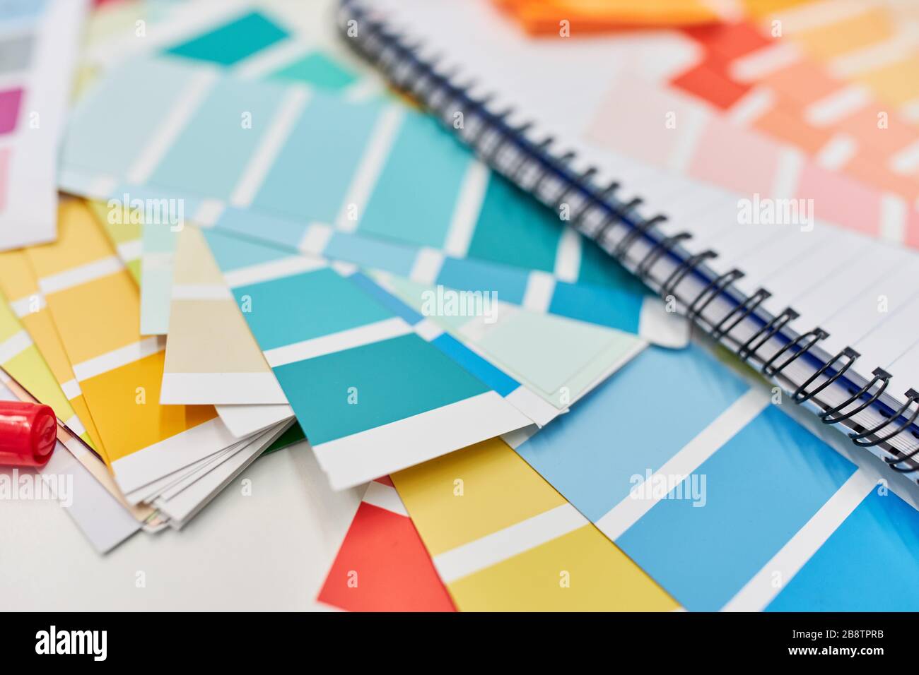 Color samples and color palette as materials for graphic design and color design Stock Photo