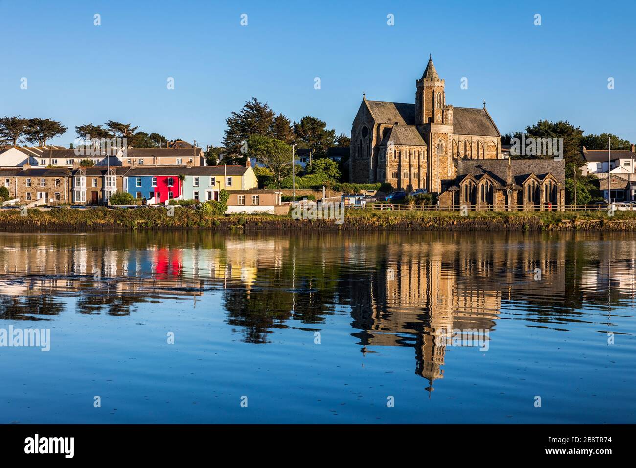 St Elwyn's Church; with Reflection; Hayle; Cornwall; UK Stock Photo