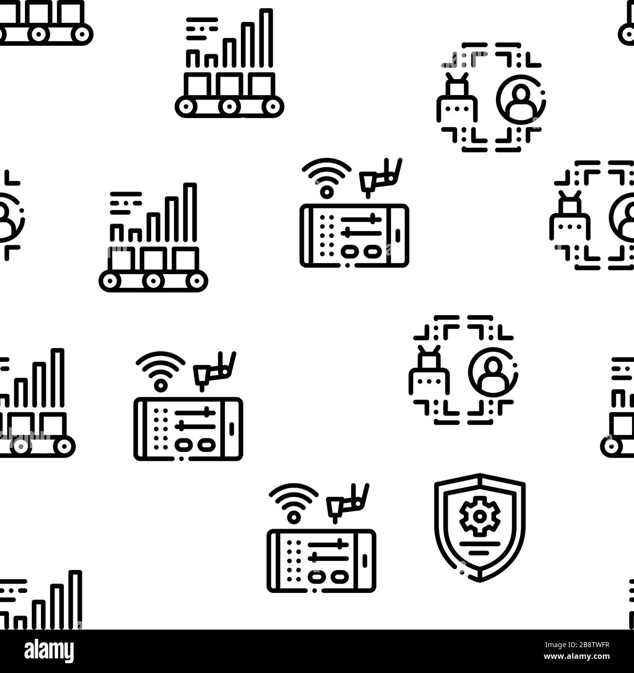 Robotic Process Automation Seamless Pattern Vector Stock Vector Image ...