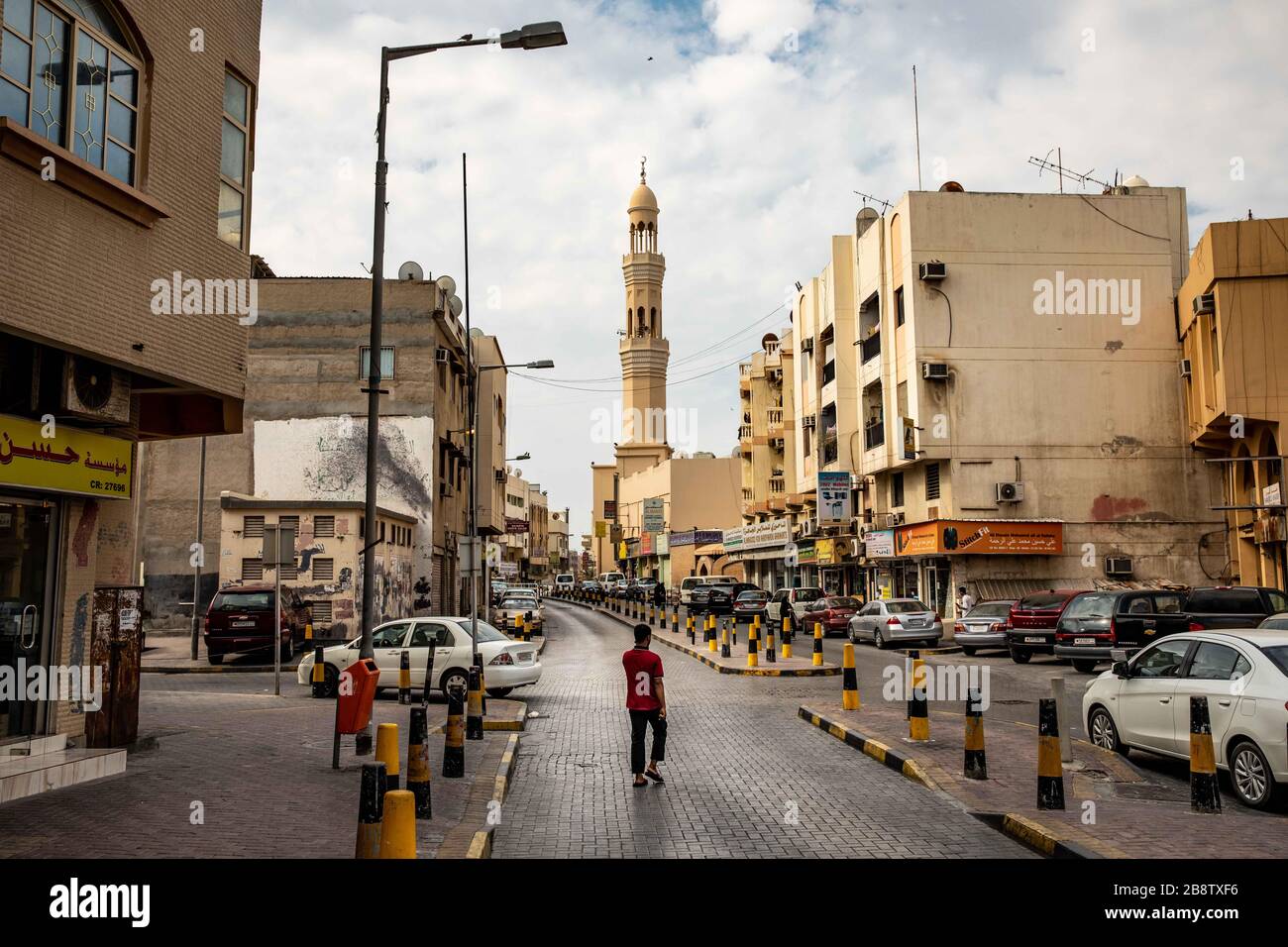Street Leading Up To Matam Ajam Al Kabeer Temple In Manama, Bahrain Stock Photo