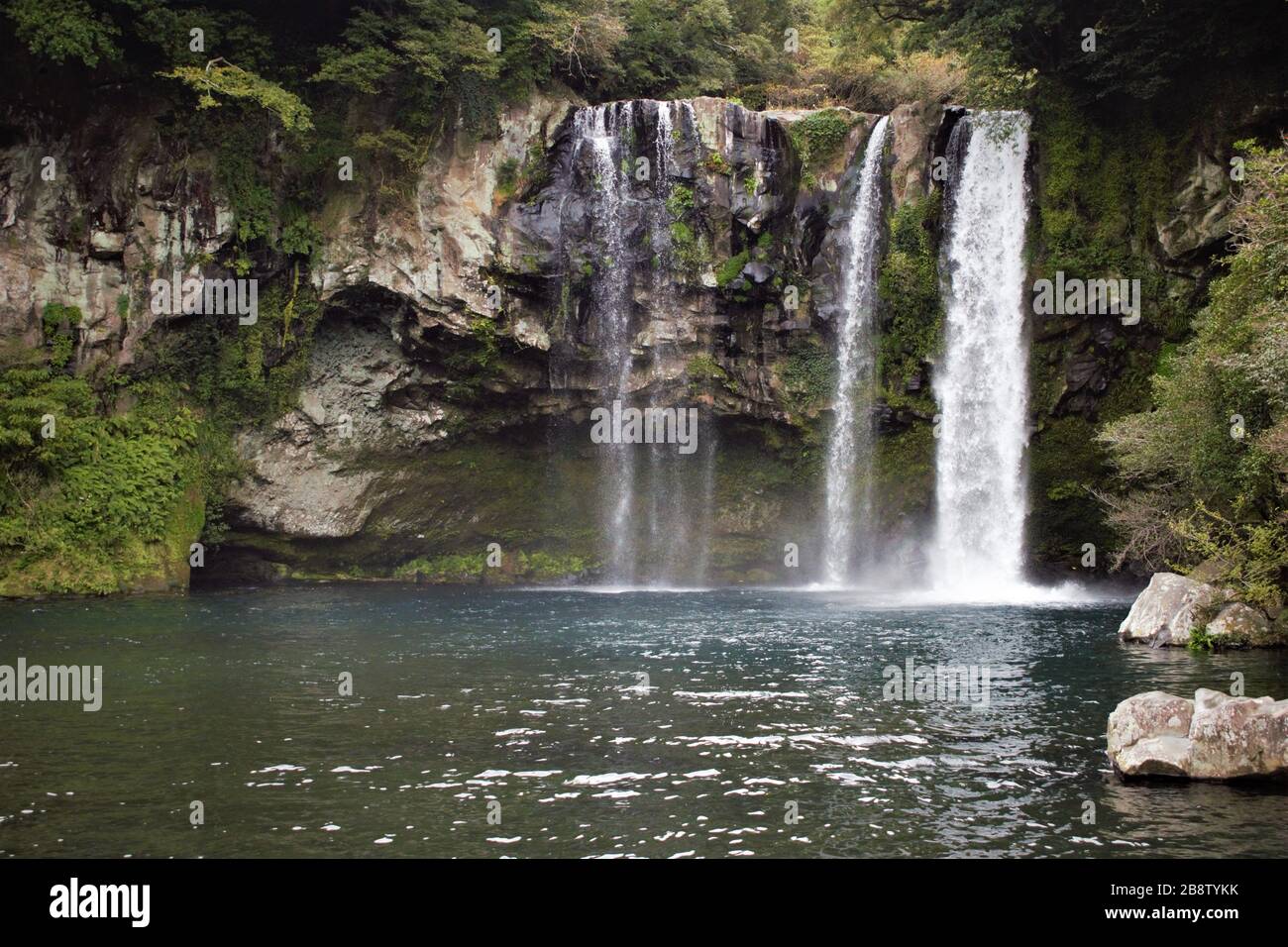 Cheonjiyeon Waterfall in Seogwipo, Jeju Island, Korea Stock Photo