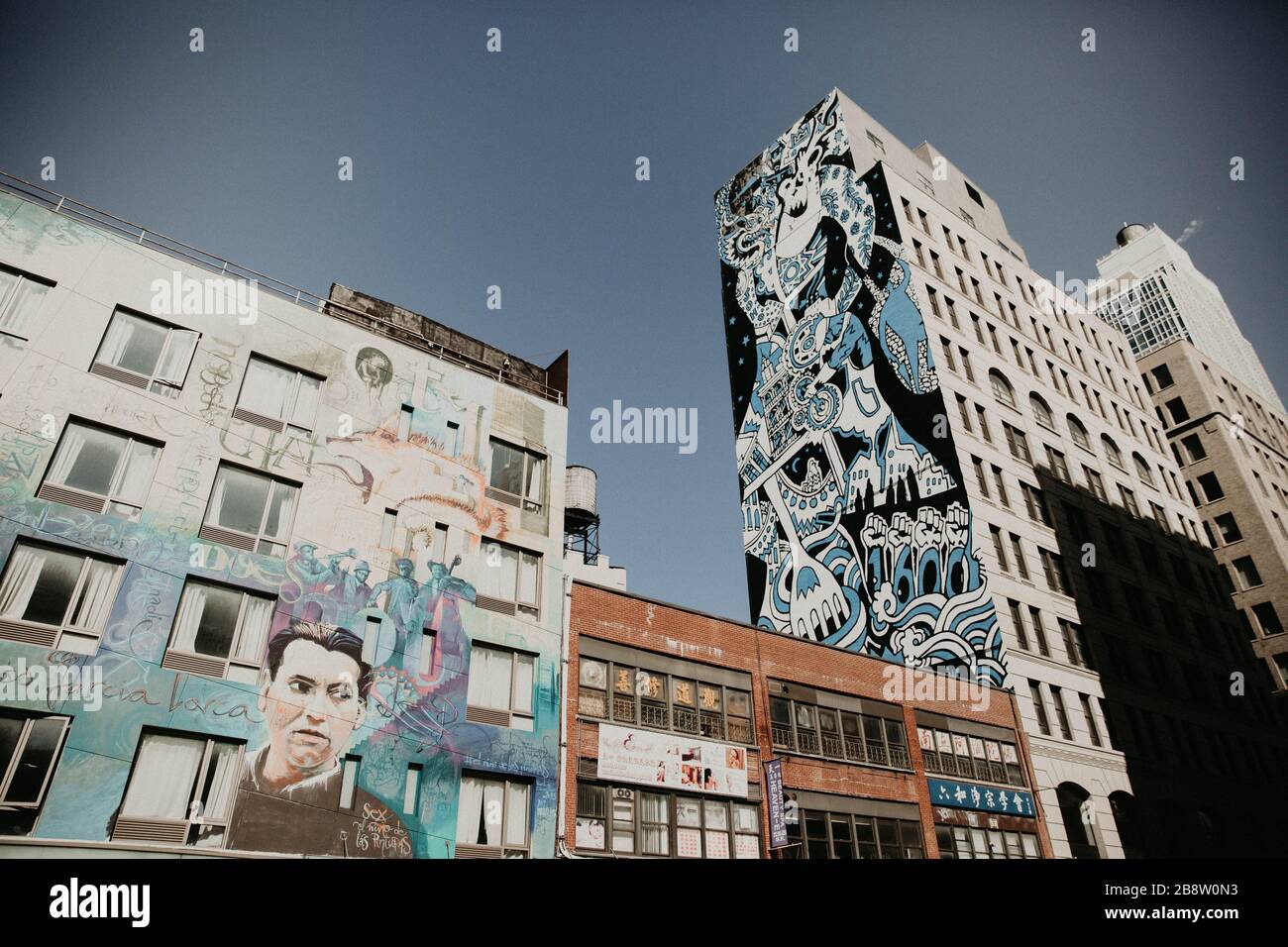 Graffiti On Buildings On 126 Lafayette St, New York, Stock Photo