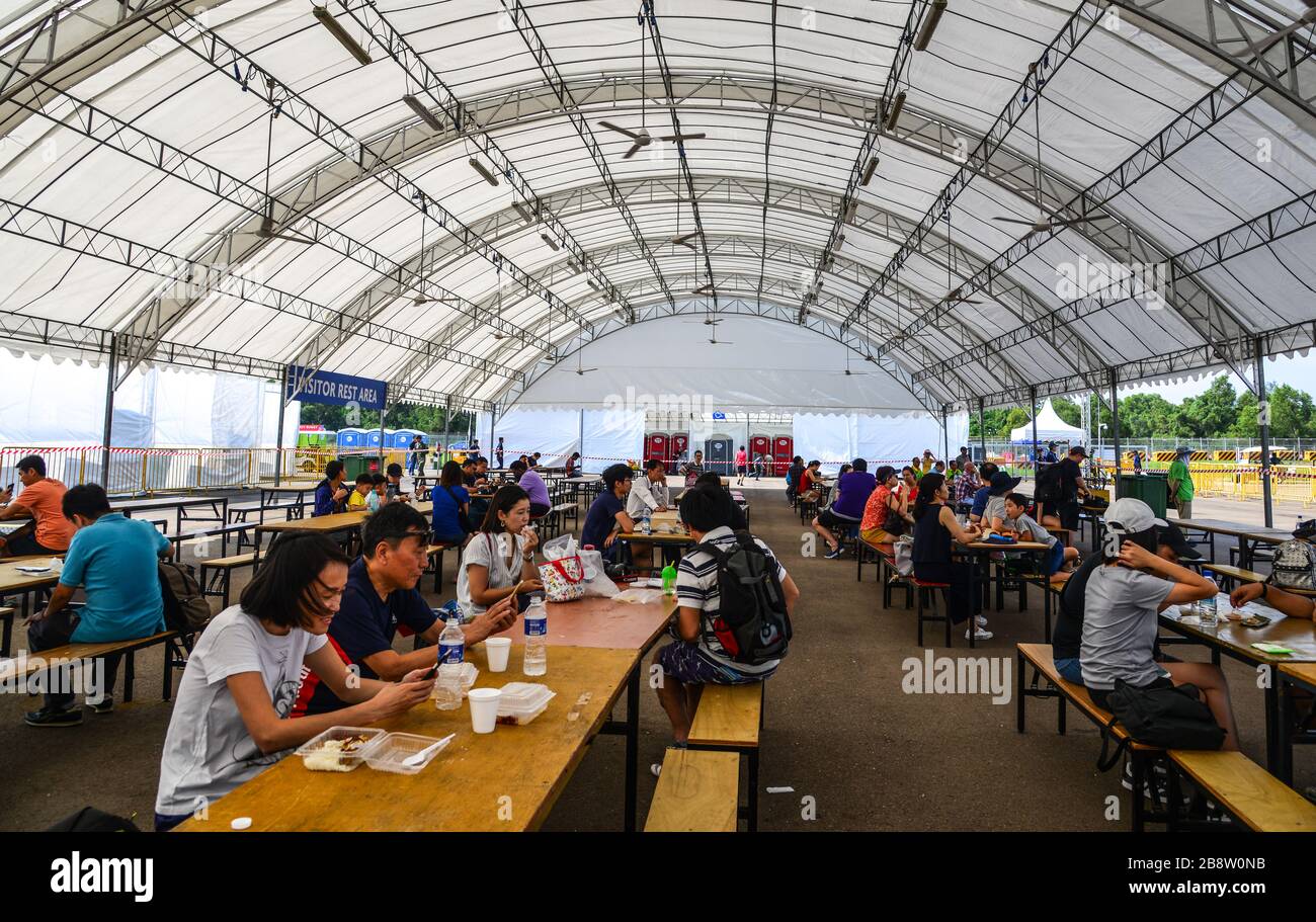 Singapore Feb 10, 2018. People have lunch at canteen near Changi Air