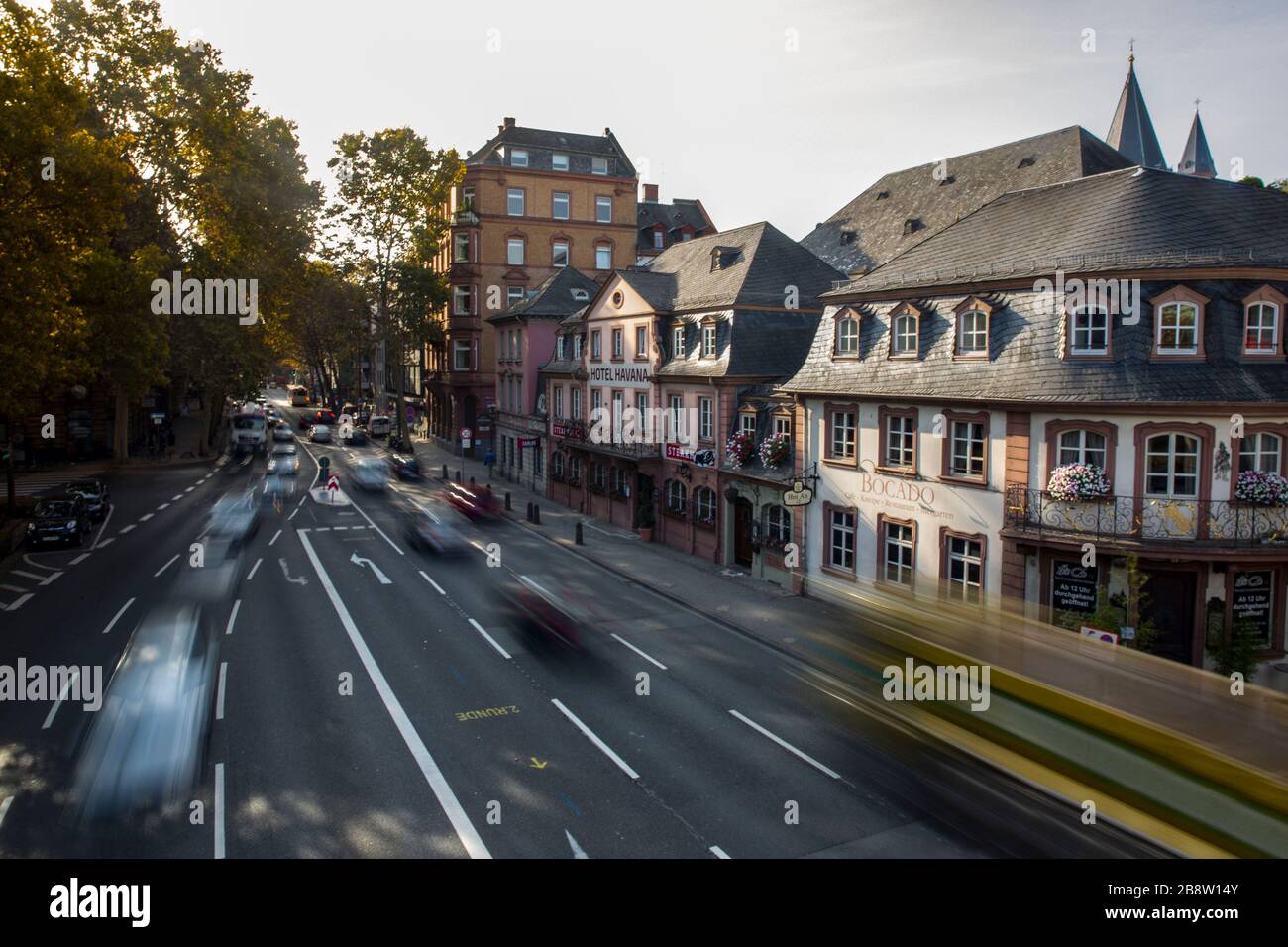 Time Lapse of street in Mainz, Germany Stock Photo
