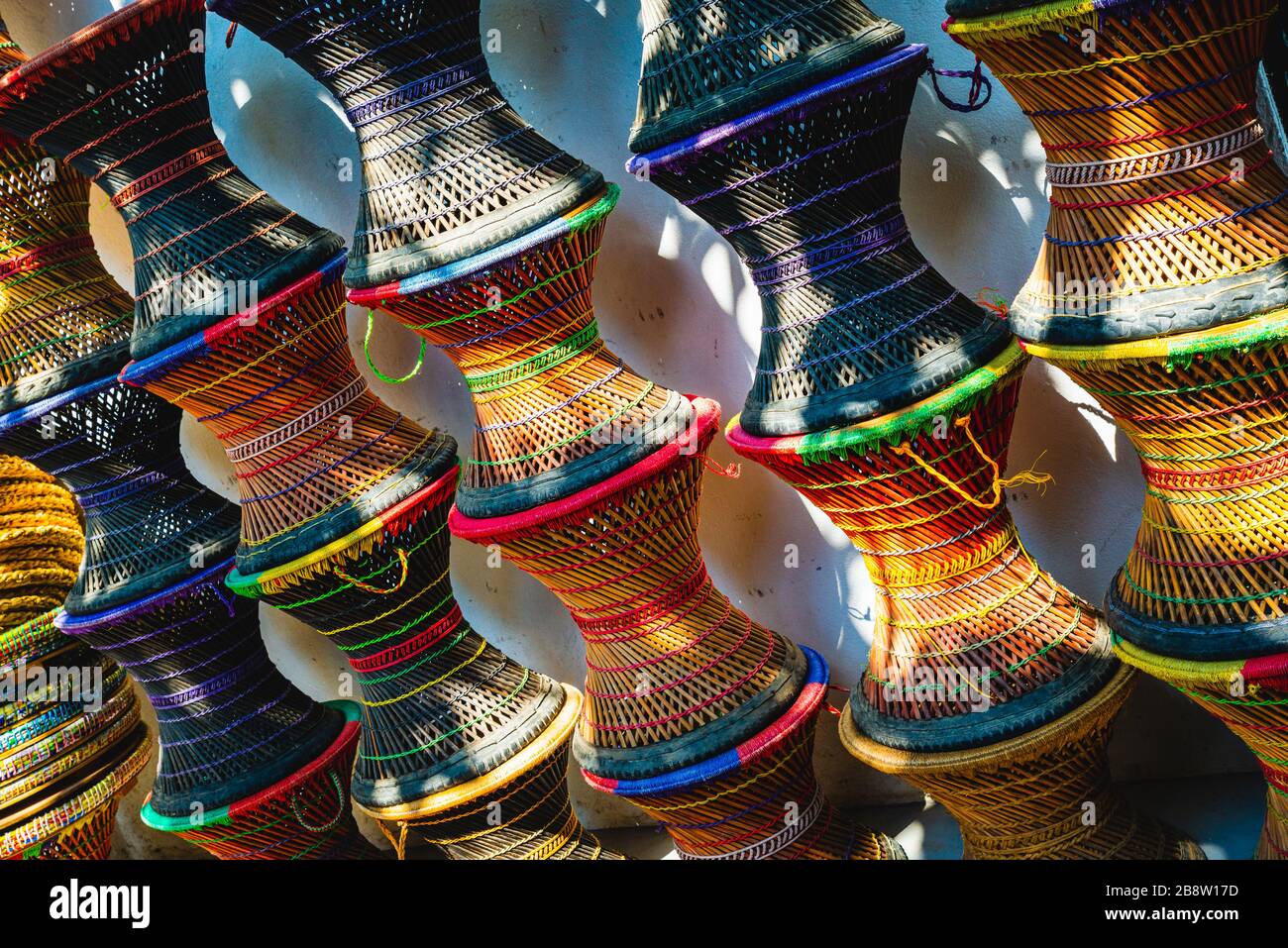Colourful wicker stools in Nepal Stock Photo Alamy