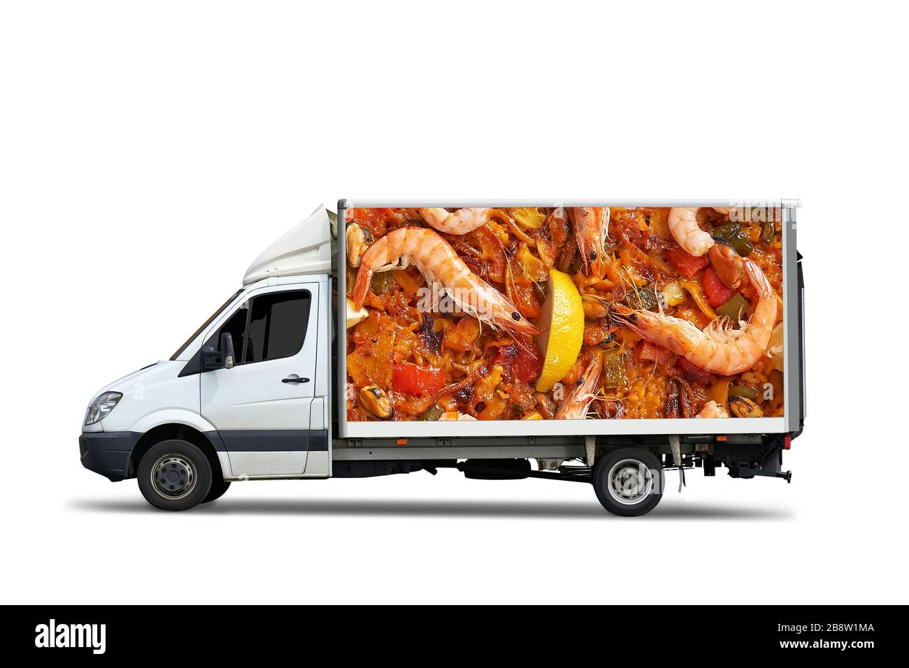 Spanish delivery truck isolated on white background Stock Photo Alamy