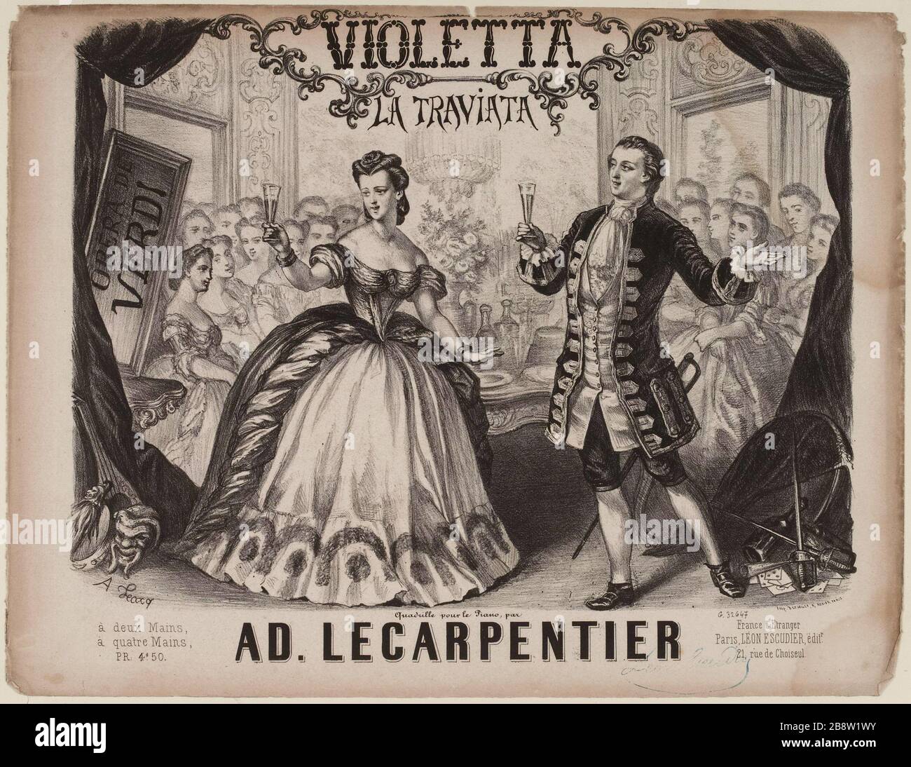 Violetta / La Traviata / Quadrille for piano, by / Ad