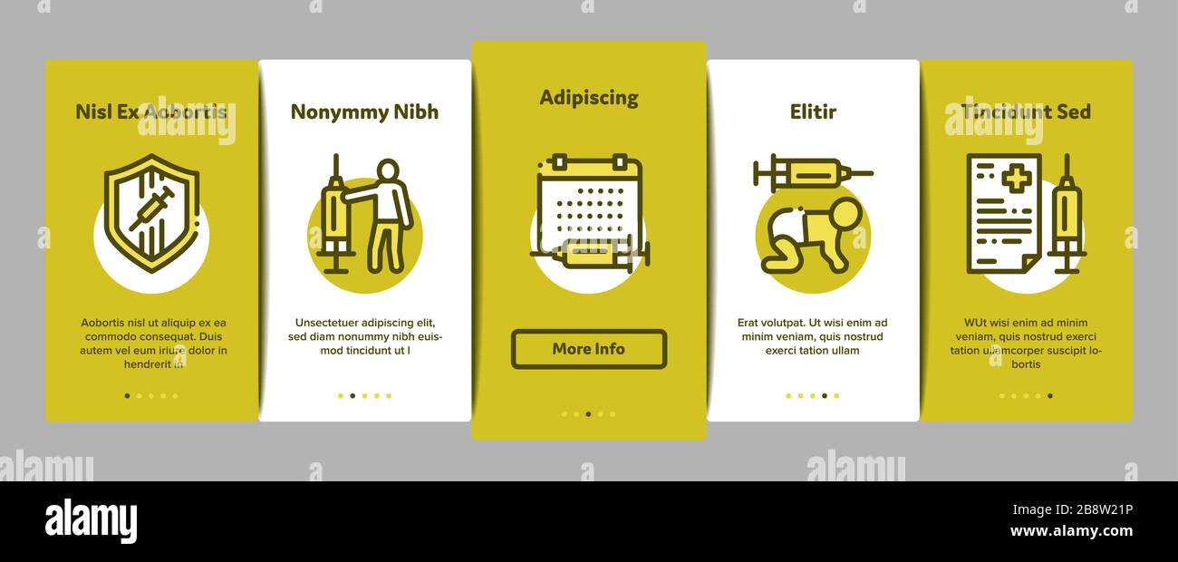 Vaccination Syringe Onboarding Elements Icons Set Vector Stock Vector