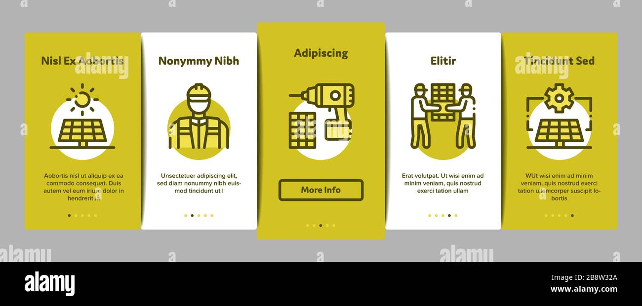 Solar Energy Technicians Onboarding Elements Icons Set Vector Stock ...